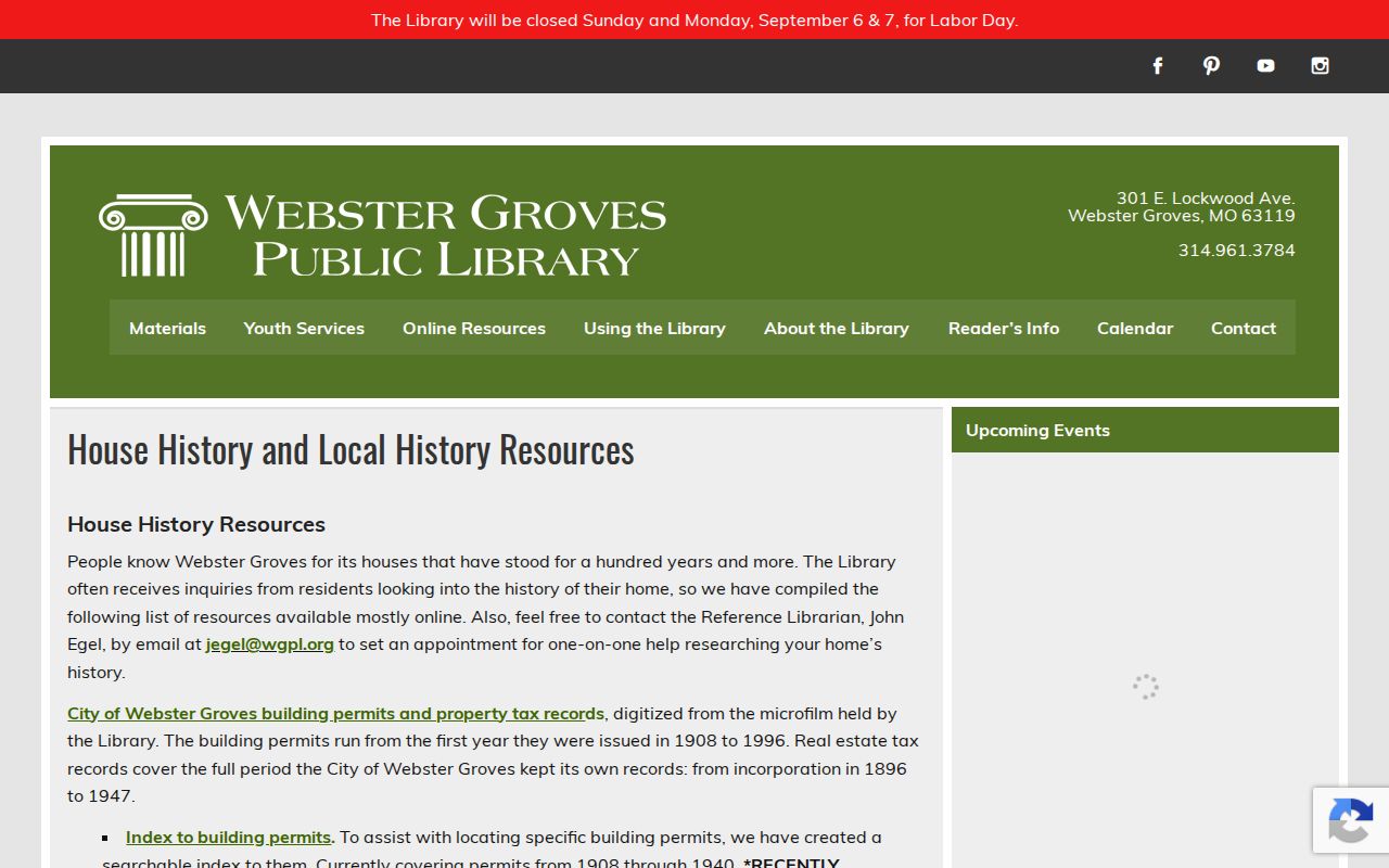 Webster Groves previous residents library homes guide
