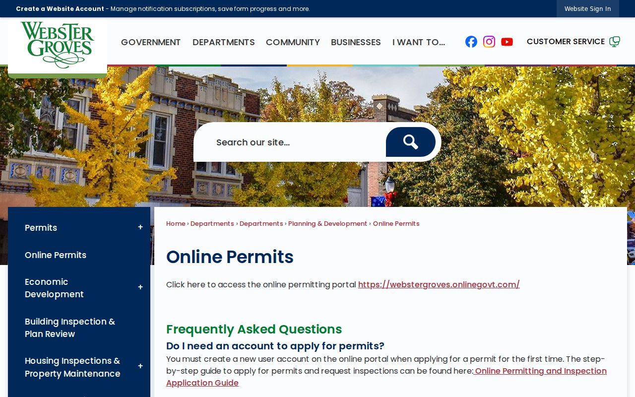 Webster Groves residents directory online permit record source