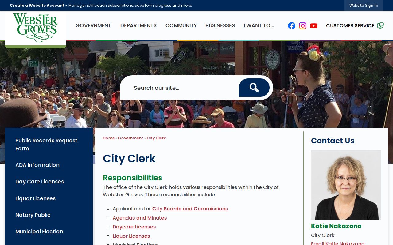 Webster Groves residents directory City Clerk source